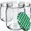 A group of empty glass jars with a green and white checkered lid. Podgląd zdjęcia produktu