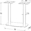 A technical drawing of a double table base with dimensions indicated. Voir les images du produit
