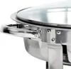 Close-up view of a stainless steel chafing dish with a glass lid. Anteprima dell’immagine prodotto