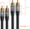 Close-up view of RCA audio cables with measurement callouts. Anteprima dell’immagine prodotto