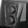 Close-up of the control panel of a black air fryer, showing two rotary dials for temperature and timer settings. Produktbild-Vorschau