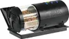 A black automatic fish feeder with a clear container filled with fish food, resting on a black base. Produktbild-Vorschau