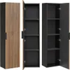 Badezimmer Hochschrank XANTEN-56 in anthrazit mit Eiche Nb. Produktbild-Vorschau 1