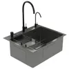 Spülbecken Schwarz 55×45 cm – Edelstahl Küchenspüle mit Produktbild-Vorschau 1