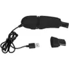 A black USB mini vacuum cleaner set with its accessories, including a USB cable and a brush attachment, laid out on a white background. Voir les images du produit