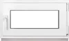 A white window frame with a blank white glass pane, shown from the front. Produktbild-Vorschau