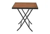 A square folding table with a wooden top and black metal legs, shown against a white background. Produktbild-Vorschau