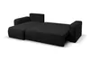 A black sofa bed pulled out into a bed. Voir les images du produit