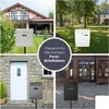 A collage of four images showing different mailboxes in various outdoor settings, with a central circular graphic containing text. Podgląd zdjęcia produktu