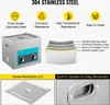 Collage of images showing features of an ultrasonic cleaner, including its construction and different parts. Anteprima dell’immagine prodotto