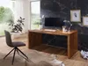A modern home office setup with a wooden desk, computer, chair, and decorative elements. Produktbild-Vorschau