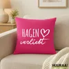 Huuraa Kissen Hagen verliebt 40x40cm mit Füllung Fuchsia Produktbild-Vorschau 2