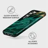 A close-up, angled view of a phone case with a marble-like pattern in green and gold. Produktbild-Vorschau