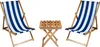 Two deck chairs and a small wooden table against a white background. Produktbild-Vorschau