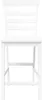 A front view of a white wooden bar stool against a white background. Voir les images du produit