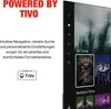 A screen displaying a TV interface with movie posters and navigation options, next to marketing text about TiVo features. Produktbild-Vorschau