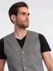 Ombre Clothing Pánská společenská vesta Biralei šedá S Náhled obrázku produktu 2