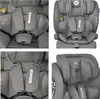 A collage of four close-up images of a gray car seat. Voir les images du produit
