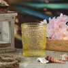 Trinkgläser Vintage - Glas - lebensmittelecht - 280ml - H: 10cm - mit Muster - gelb - 4er Set Produktbild-Vorschau