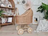 Großer Puppenwagen aus natürlichem Korbgeflecht - Holz Produktbild-Vorschau 3