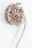 A wooden pendulum clock with intricate gears, mounted on a white background. Produktbild-Vorschau