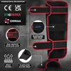 A product image showcasing shin guards with callouts for features. Voir les images du produit