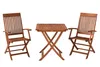 A wooden garden furniture set consisting of two chairs and a table, displayed on a white background. Produktbild-Vorschau