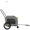 vidaXL Rimorchio per bicicletta cani verde e grigio Tessuto Anteprima dell’immagine prodotto 5