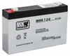 A white lead-acid battery with black terminals and markings. Produktbild-Vorschau