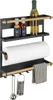 A magnetic kitchen shelf with various kitchen items attached. Voir les images du produit