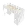 A white loft bed with a desk and cabinet, shown from a high angle. Voir les images du produit
