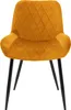 A single mustard yellow velvet dining chair with black metal legs, shown from the front. Náhľad obrázku produktu