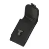 A black fabric holster for a mobile phone is shown against a white background. The holster is open, revealing the interior. Produktbild-Vorschau