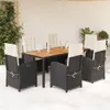 7-tlg. Garten-Essgruppe mit Kissen Schwarz Poly Rattan Produktbild-Vorschau 2