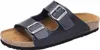 A black sandal with two adjustable straps and a cork sole is shown on a white background. Produktbild-Vorschau
