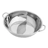A stainless steel hot pot with a divider, shown from a slightly elevated angle against a white background. Podgląd zdjęcia produktu