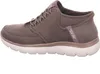 Side view of a brown Skechers slip-in boot. Náhled obrázku produktu