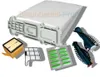 A collection of vacuum cleaner accessories, including filter bags, filters, and brush rolls, arranged around a larger vacuum cleaner bag. Produktbild-Vorschau