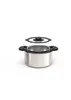 A stainless steel pot with black handles and a glass lid is shown against a white background. Produktbild-Vorschau