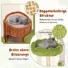 A cat tree with two levels, designed to look like a tree stump and a mossy nest, with a cat sleeping in each. Anteprima dell’immagine prodotto