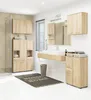 A modern bathroom with wooden cabinets and a sink. Anteprima dell’immagine prodotto