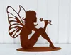 Gartenfigur Elfe riecht am Blume 40x38cm auf Platte Produktbild-Vorschau 2