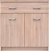A front view of a light brown wooden cabinet with two doors and one drawer. Náhled obrázku produktu