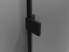 A close-up view of a black shower door hinge against a gray background. Produktbild-Vorschau