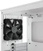 Interior view of a white PC case with a black fan installed. Voir les images du produit