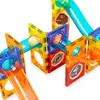 A colorful magnetic building block set with transparent tracks and balls, arranged in a playful construction. Produktbild-Vorschau