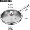 A diagram showing the dimensions of a frying pan with a glass lid. Podgląd zdjęcia produktu