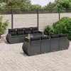 vidaXL 9-tlg. Garten-Sofagarnitur mit Kissen Schwarz Poly Produktbild-Vorschau 2