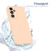 A pink phone case is shown with water splashing around it, suggesting water resistance. Produktbild-Vorschau