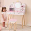 FCH Tavolo da trucco per bambini con sgabello, 4 cassetti, Anteprima dell’immagine prodotto 3